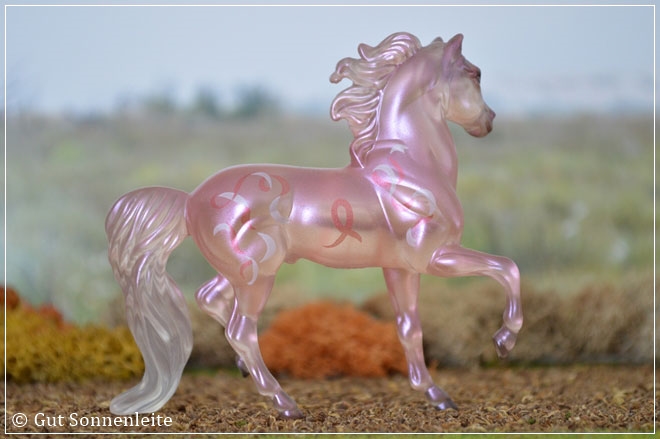 #5939 Pink Ribbon Stablemate | clear pink with ribbon design | 2010 - 2012 OF disc.